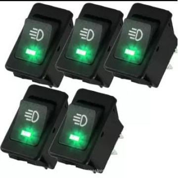 5 X 12V 35A Interruptor basculante de luz antiniebla del coche Interruptor de palanca LED verde de 4 pines Ventas